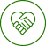 Heart-shaped handshake icon in green circle