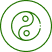 Yin-yang emblem with green lines