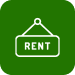 Rent sign on green background